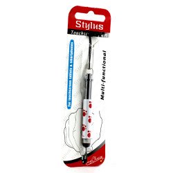 Mini Design Shrinkable Stylus Touch Pen with Earphone Dust Cap (Paw Red)